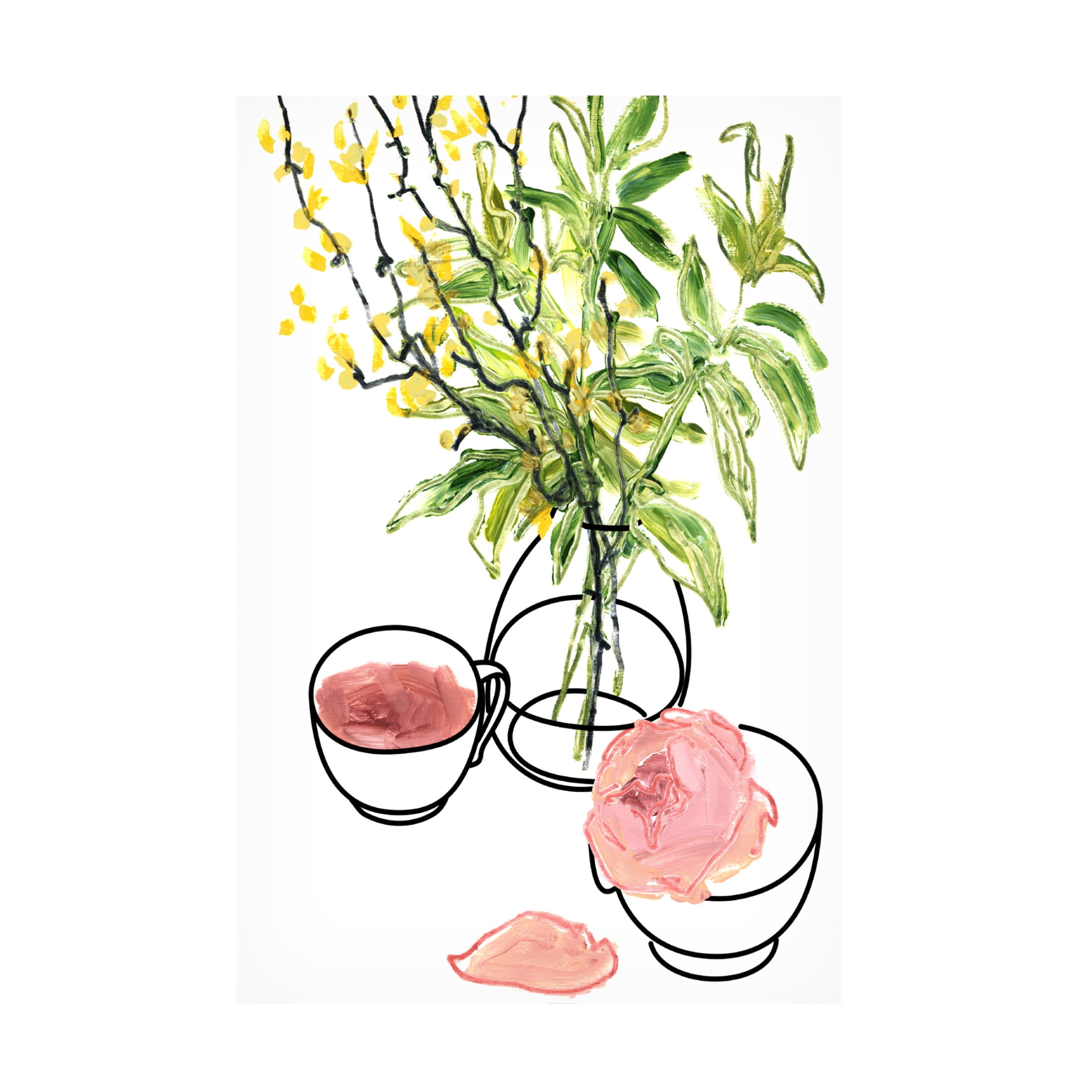Trademark Fine Art Rosana Laiz Blursbyai Vase, teacup, and rose Canvas Wall Art