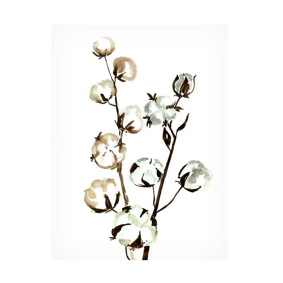 Trademark Fine Art Rosana Laiz Blursbyai Watercolor cotton branch II Canvas Wall Art