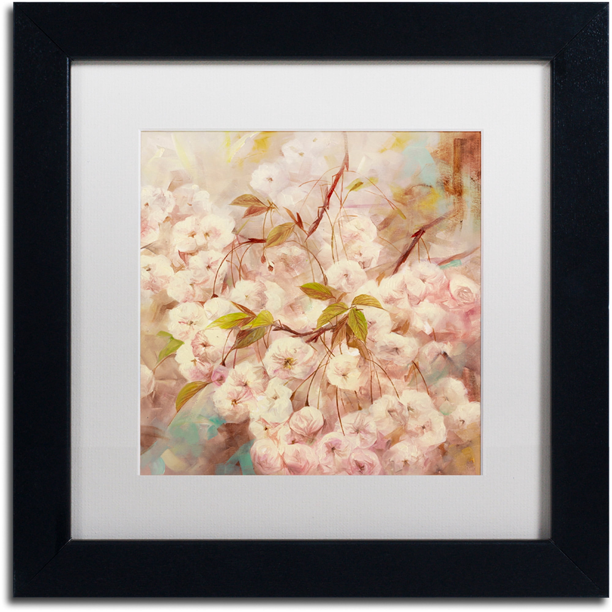 Trademark Fine Art "Rose Bush I" Canvas Art by Li Bo, White Matte, Black Frame