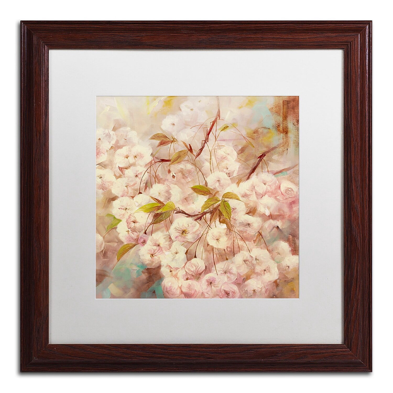 Trademark Fine Art "Rose Bush I" Canvas Art by Li Bo, White Matte, Wood Frame