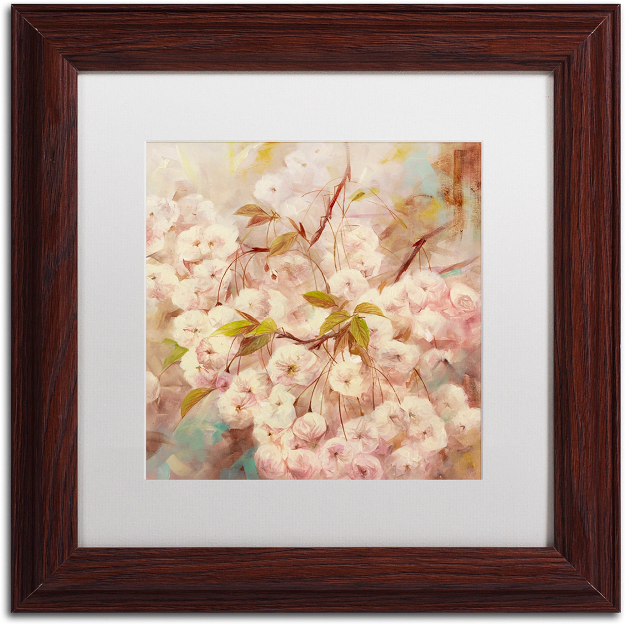 Trademark Fine Art "Rose Bush I" Canvas Art by Li Bo, White Matte, Wood Frame