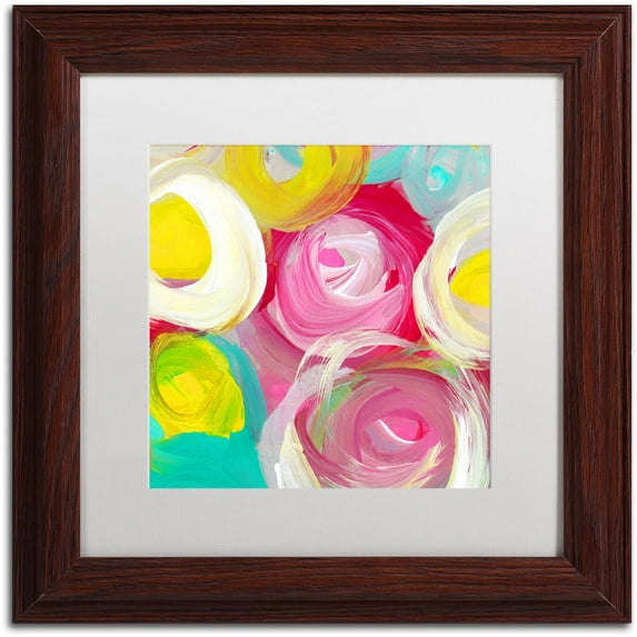 Trademark Fine Art 'Rose Garden Circles Square 2' Canvas Art by Amy Vangsgard, White Matte, Wood Frame