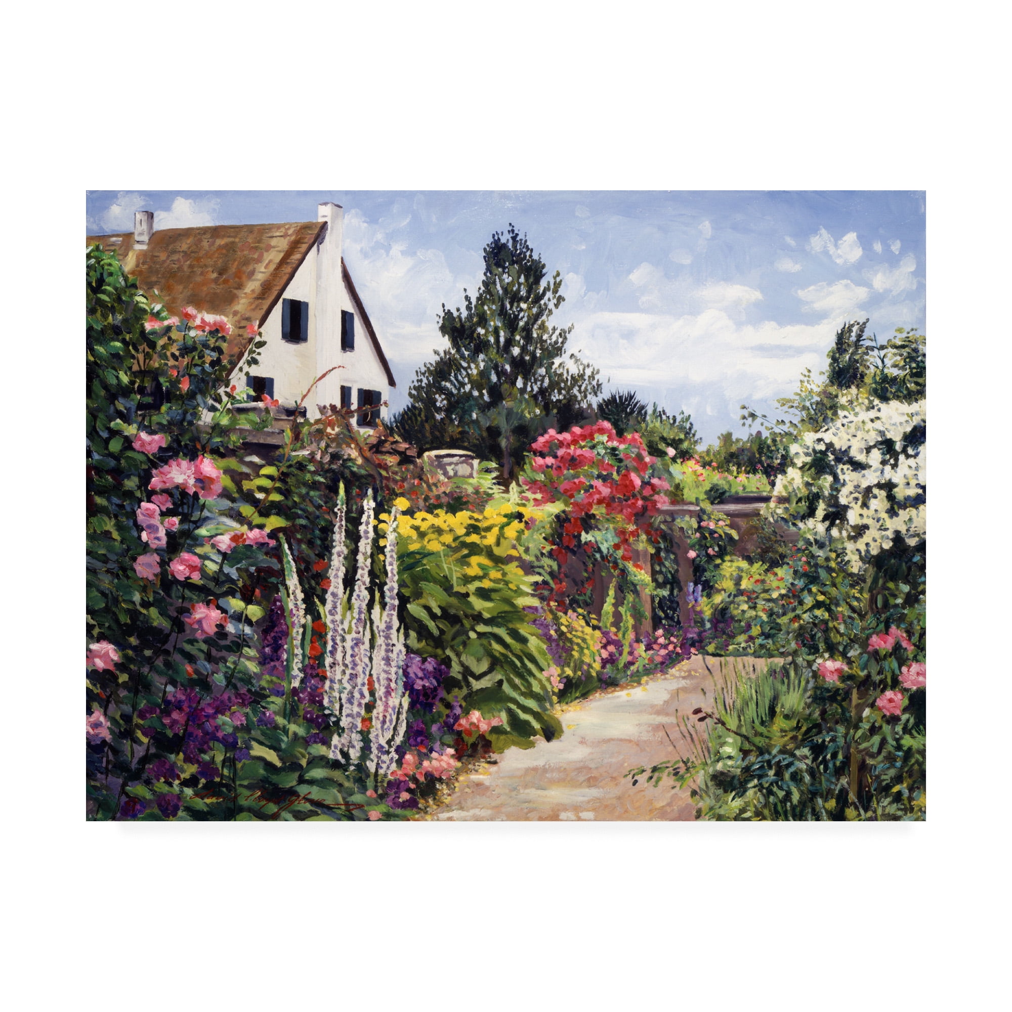 David Lloyd Glover White Cottage Garden Landscape Canvas Art