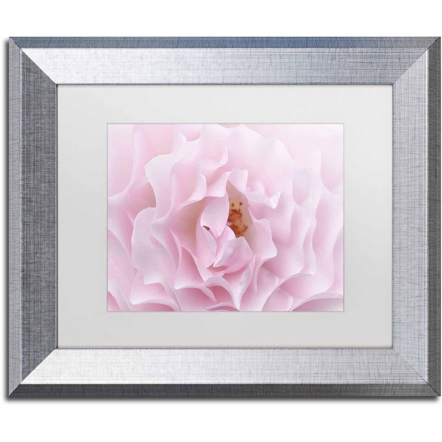 Trademark Fine Art 'Rose Pink Rose' Canvas Art by Cora Niele, White Matte, Silver Frame