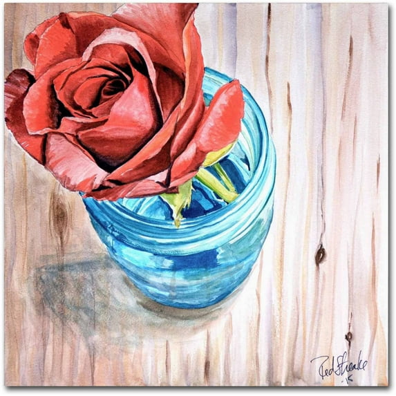 Trademark Fine Art "Rose in Jar" Canvas Art by Jennifer Redstreake