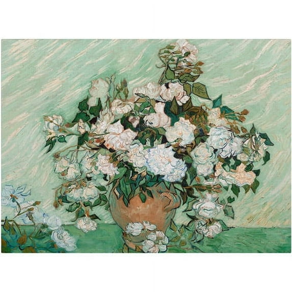 Trademark Fine Art Vincent van Gogh Roses 1890 Canvas Wall Art - 14x19