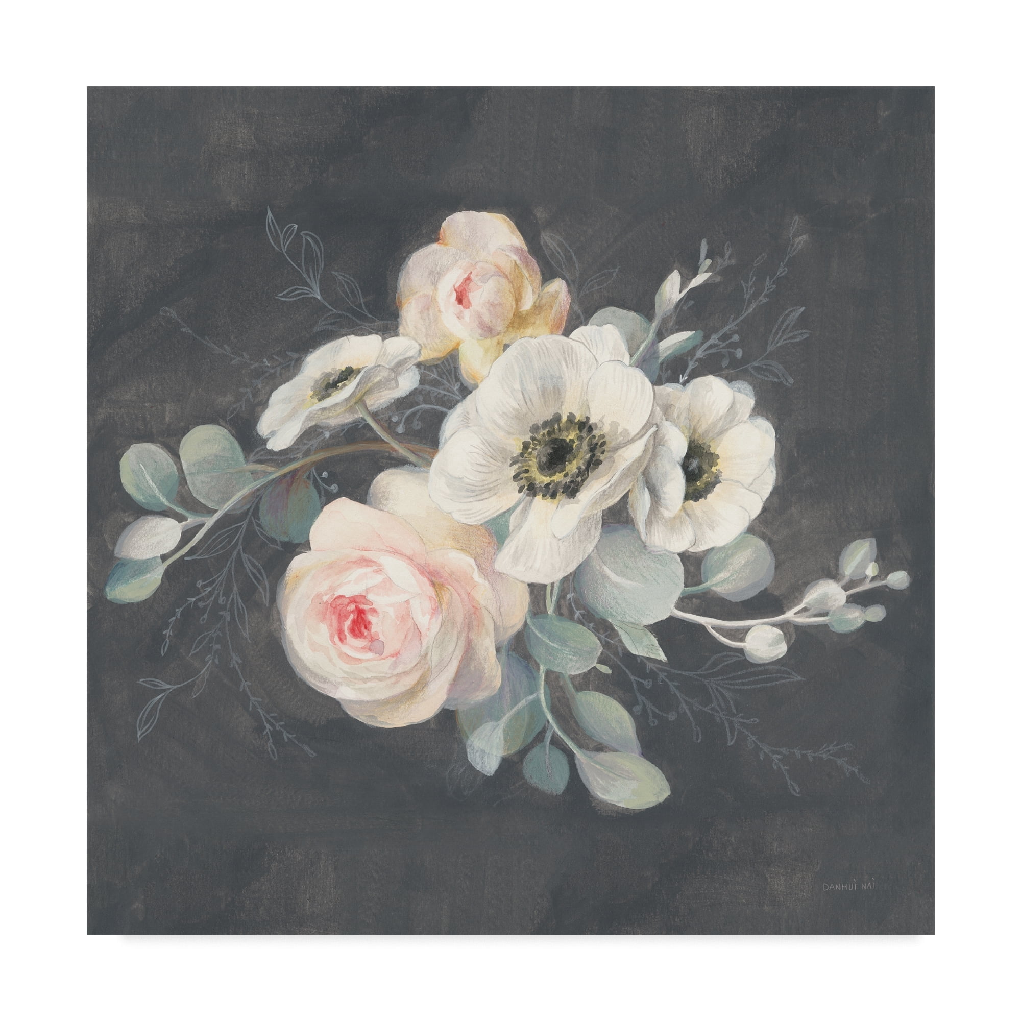 Trademark Fine Art 'Roses and Anemones Square' Canvas Art by Danhui Nai