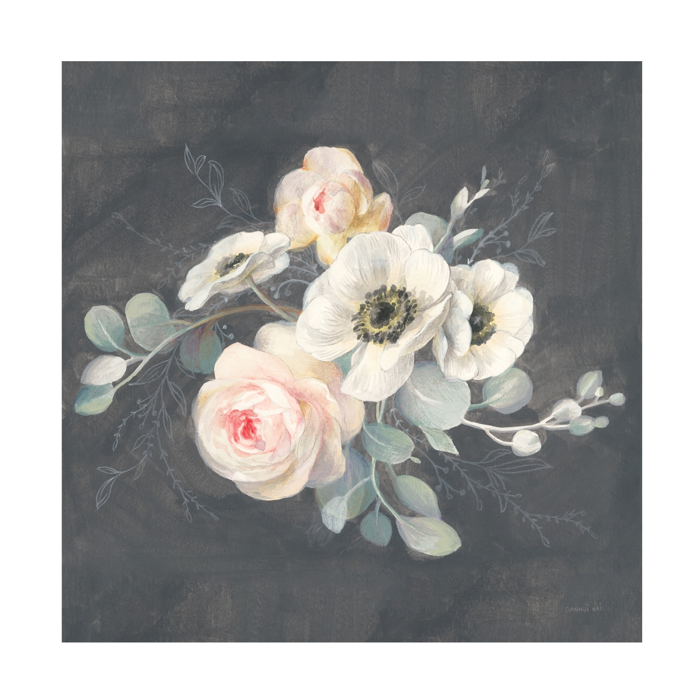 Trademark Fine Art 'Roses and Anemones Square' Canvas Art by Danhui Nai