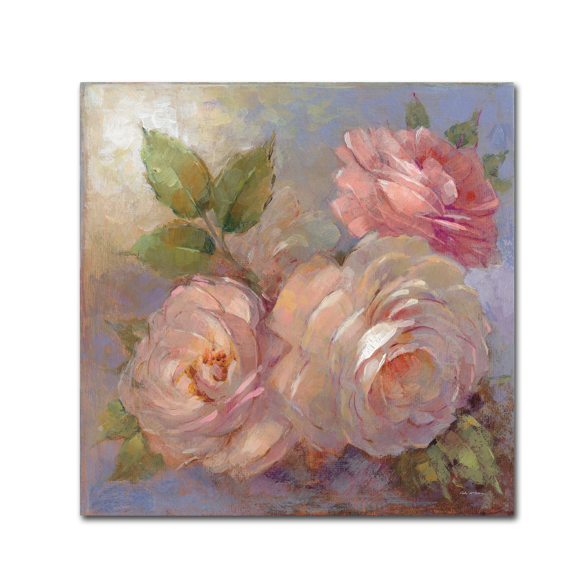Trademark Fine Art 'Roses on Blue II Crop' Canvas Art by Peter McGowan