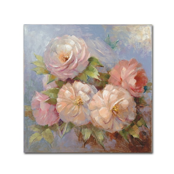 Trademark Fine Art 'Roses on Blue III Crop' Canvas Art by Peter McGowan
