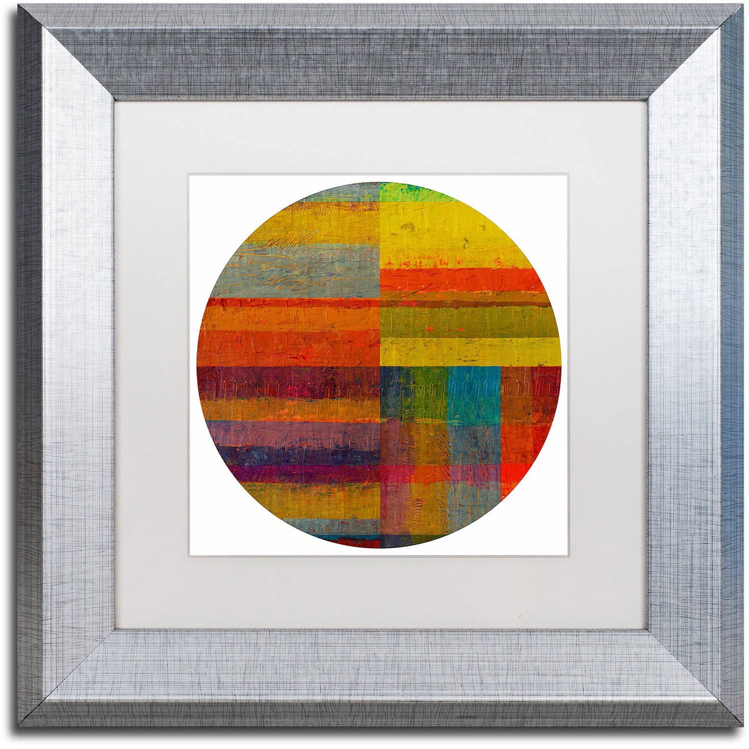 Trademark Fine Art "Round 4.0" Canvas Art by Michelle Calkins, White Matte, Silver Frame