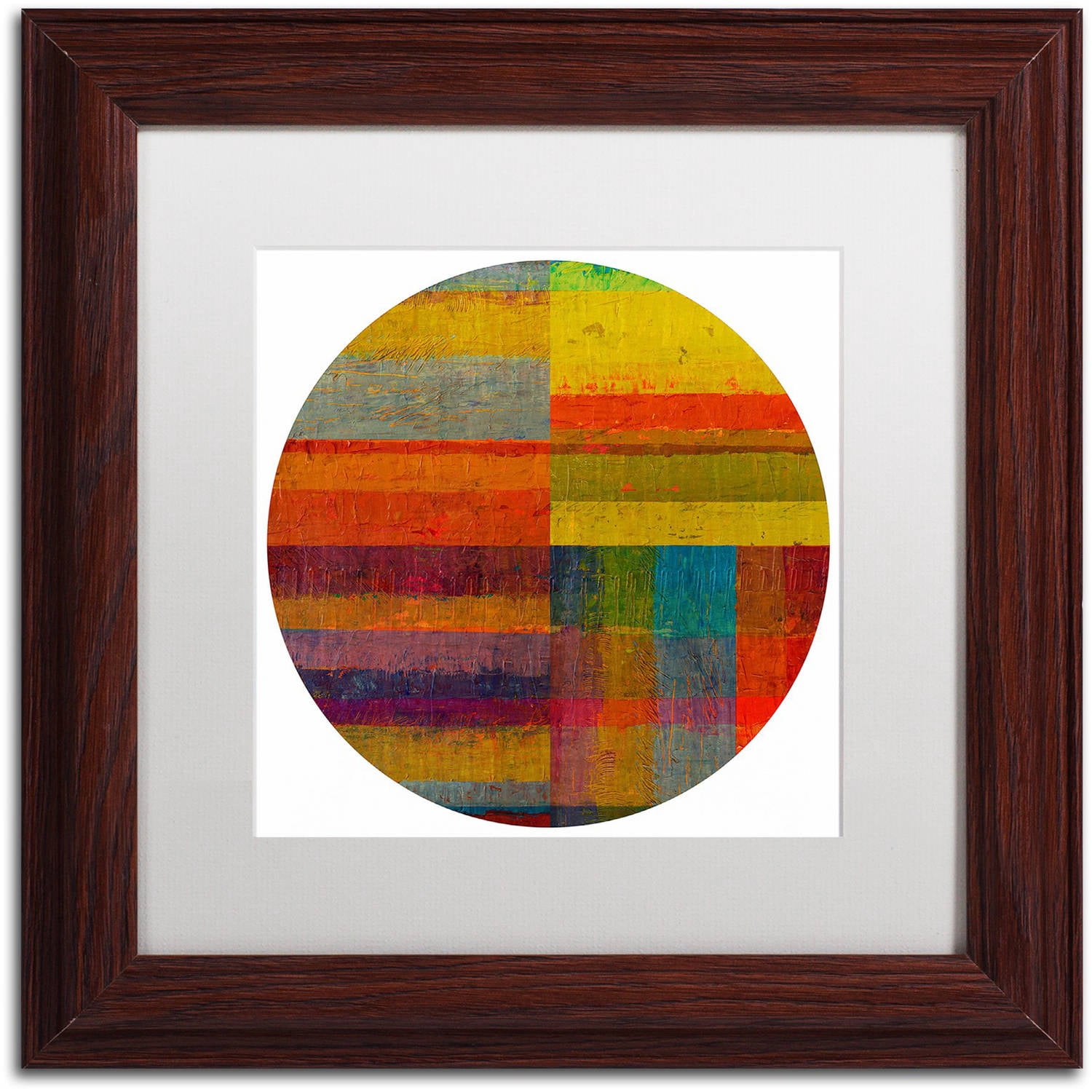 Trademark Fine Art "Round 4.0" Canvas Art by Michelle Calkins, White Matte, Wood Frame