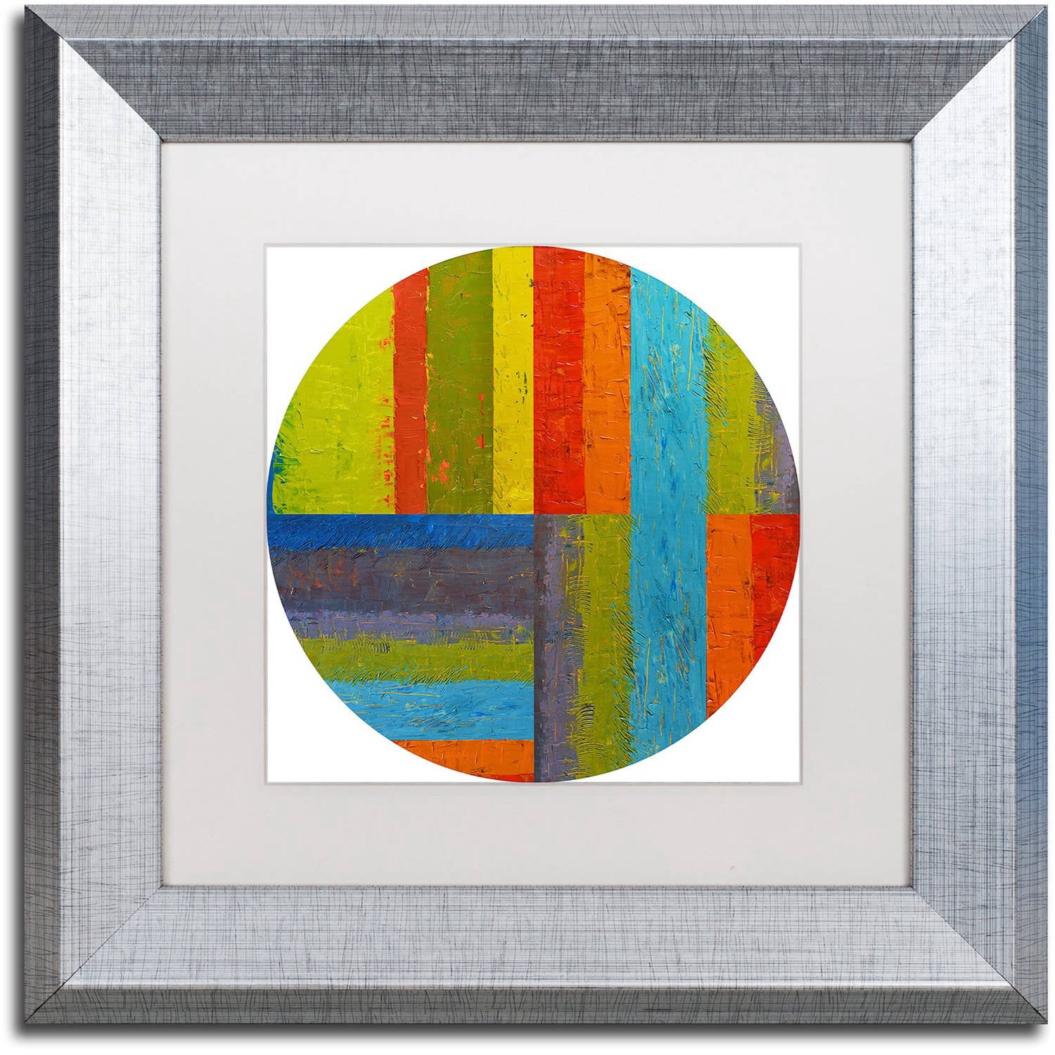 Trademark Fine Art "Round" Canvas Art by Michelle Calkins, White Matte, Silver Frame