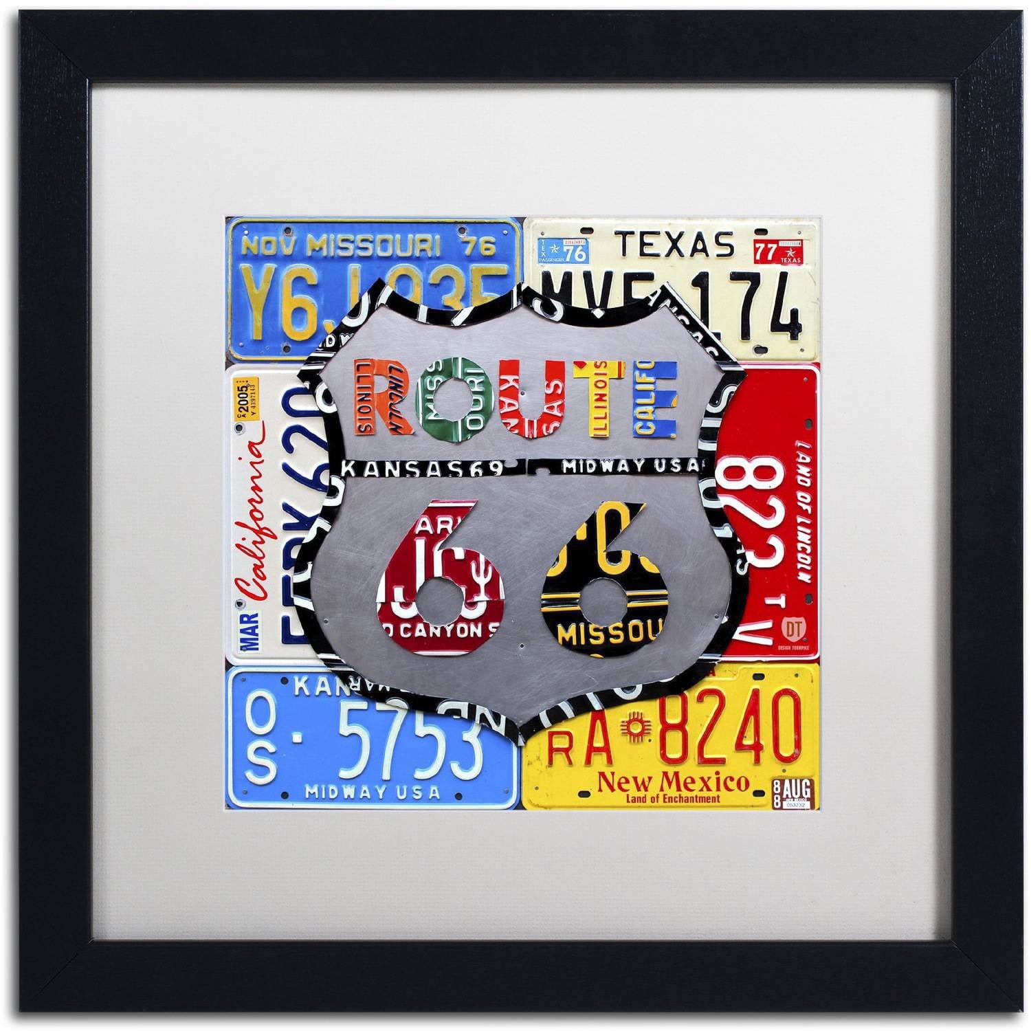 Trademark Fine Art 'Route 66 Road Sign' Canvas Art by Design Turnpike, White Matte, Black Frame