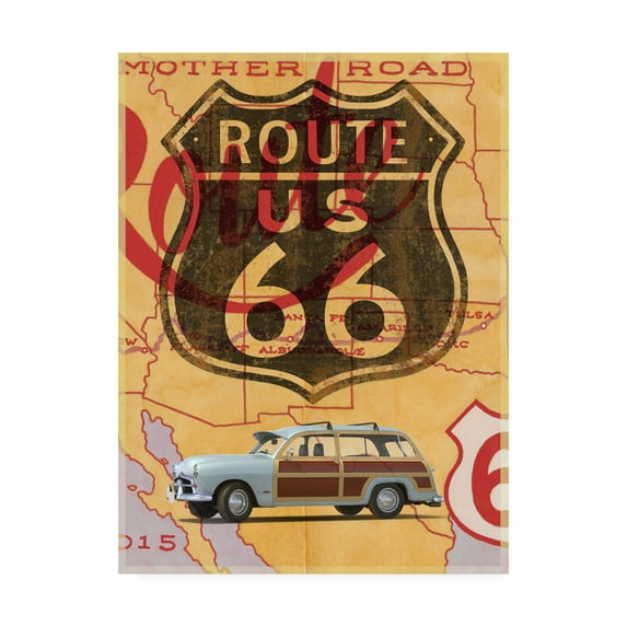Trademark Fine Art 'Route 66 Vintage Postcard' Canvas Art by Edward M. Fieldin