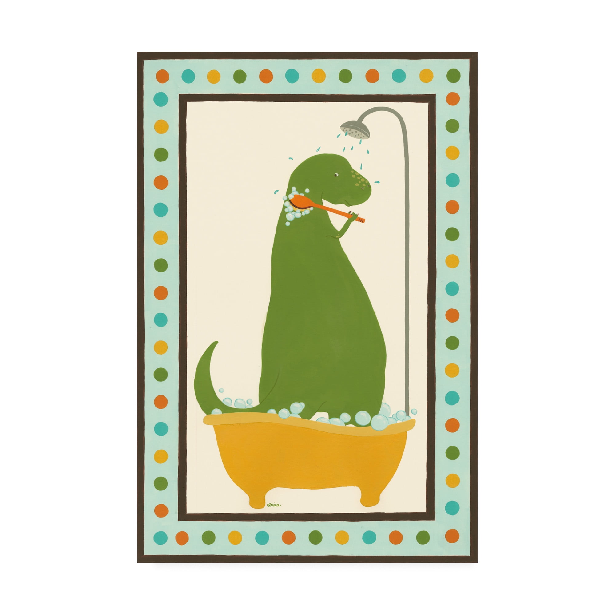 Trademark Fine Art 'Rub A Dub Dino II Childrens Art' Canvas Art by June Erica Vess