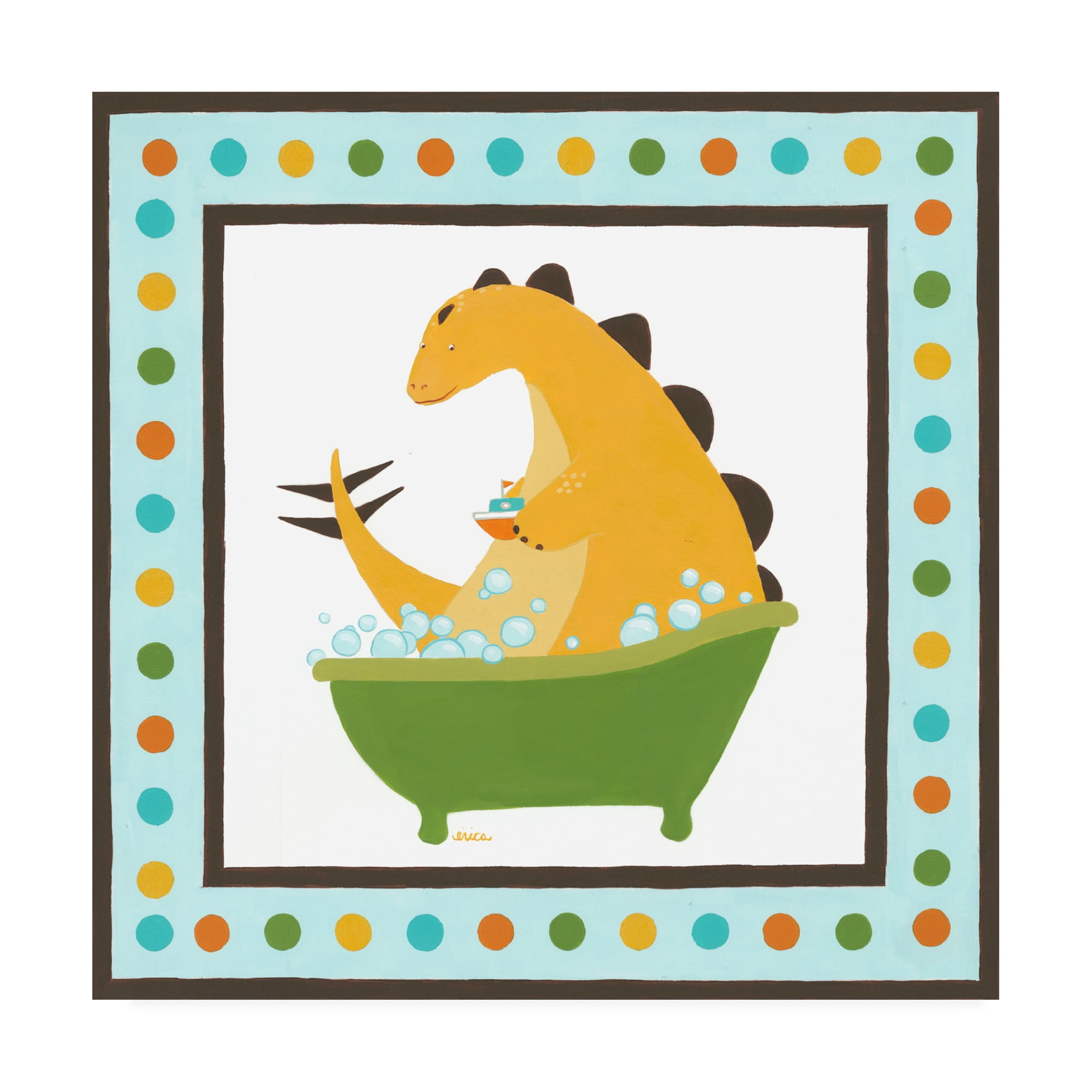Trademark Fine Art 'Rub A Dub Dino IV Childrens Art' Canvas Art by June Erica Vess
