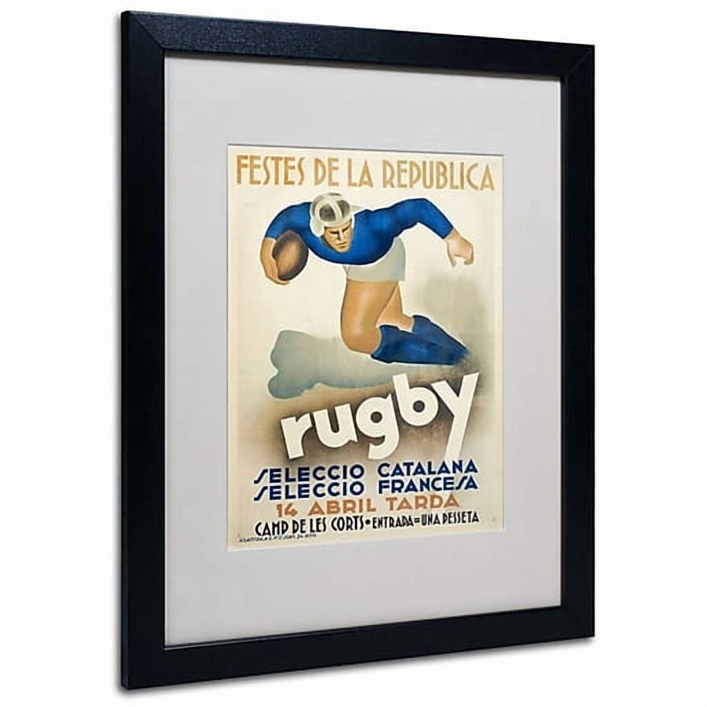 Trademark Fine Art "Rugby" Matted Framed Art by Vintage Apple Collection, Black Frame