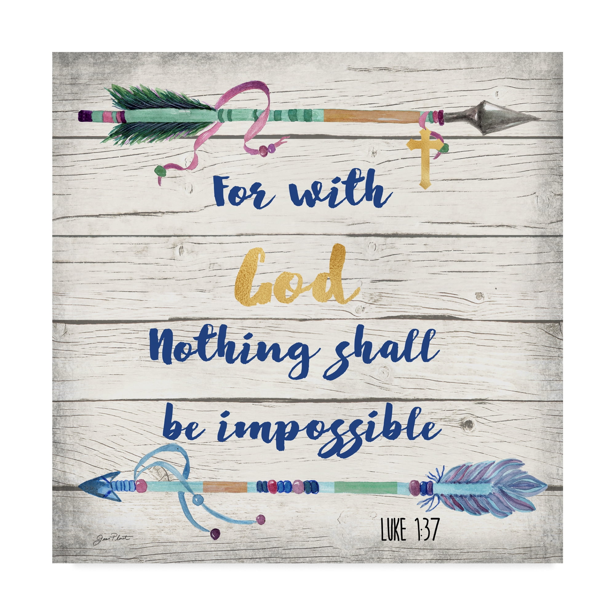 Inspirational Rustic Bible Verse Canvas Art with Arrows