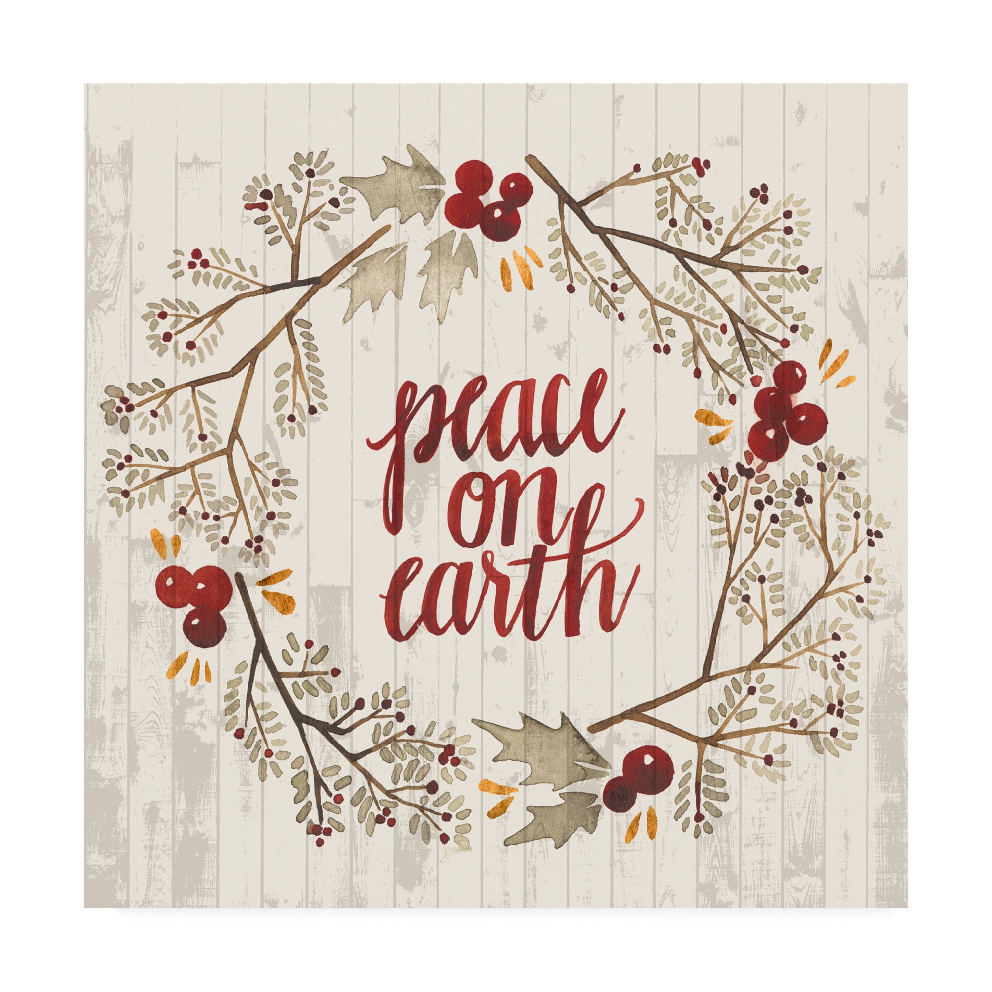 Rustic Christmas Peace on Earth Canvas Print
