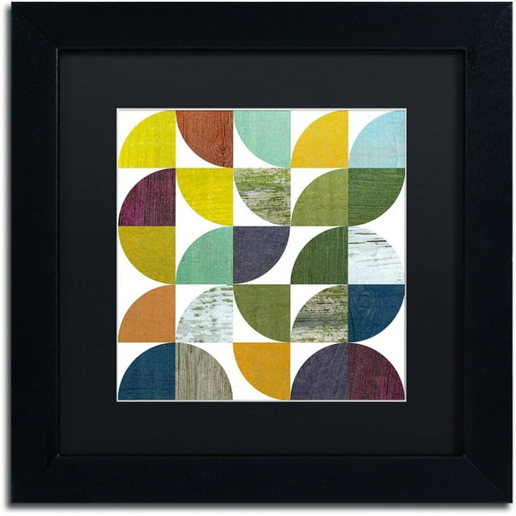 Trademark Fine Art "Rustic Rounds 1.0" Canvas Art by Michelle Calkins, Black Matte, Black Frame