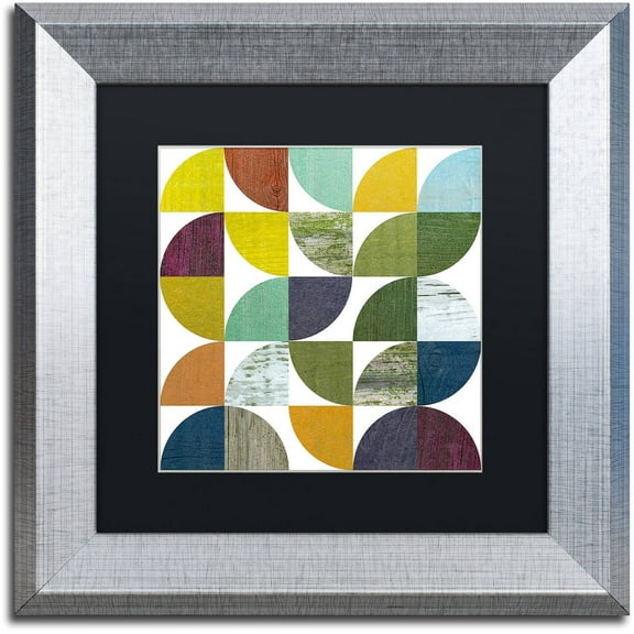 Trademark Fine Art "Rustic Rounds 1.0" Canvas Art by Michelle Calkins, Black Matte, Silver Frame