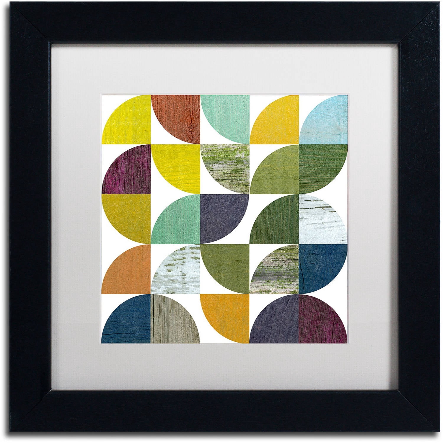 Trademark Fine Art "Rustic Rounds 1.0" Canvas Art by Michelle Calkins, White Matte, Black Frame
