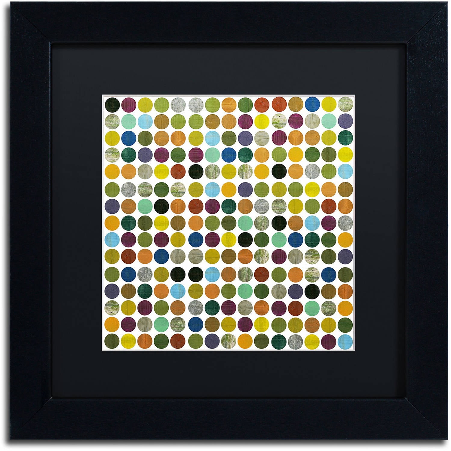 Trademark Fine Art "Rustic Rounds 125" Canvas Art by Michelle Calkins, Black Matte, Black Frame