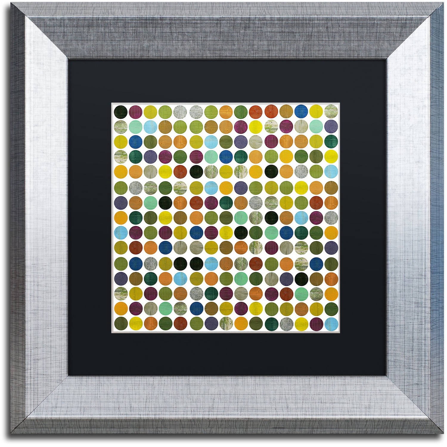 Trademark Fine Art "Rustic Rounds 125" Canvas Art by Michelle Calkins, Black Matte, Silver Frame