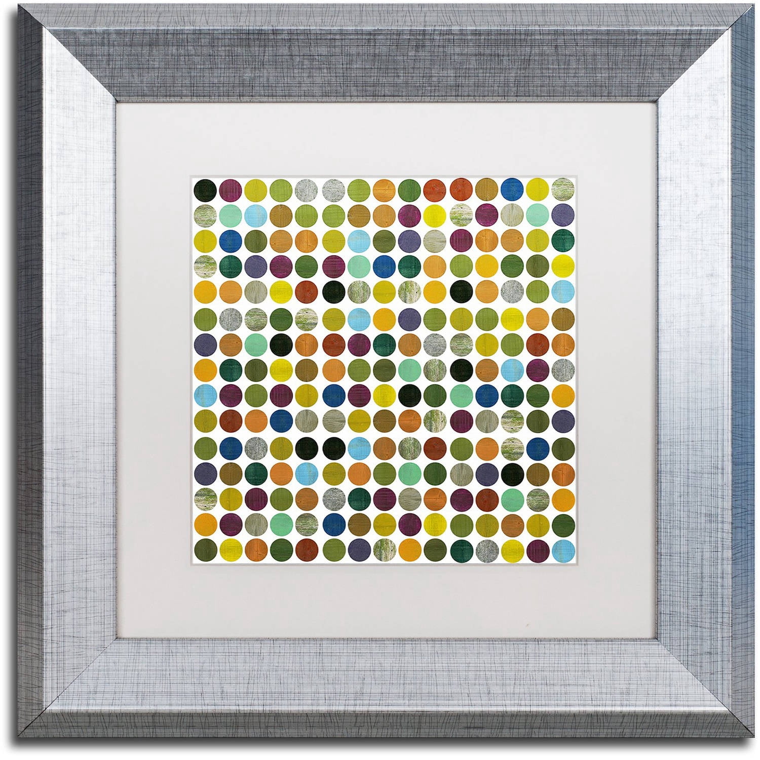 Trademark Fine Art "Rustic Rounds 125" Canvas Art by Michelle Calkins, White Matte, Silver Frame