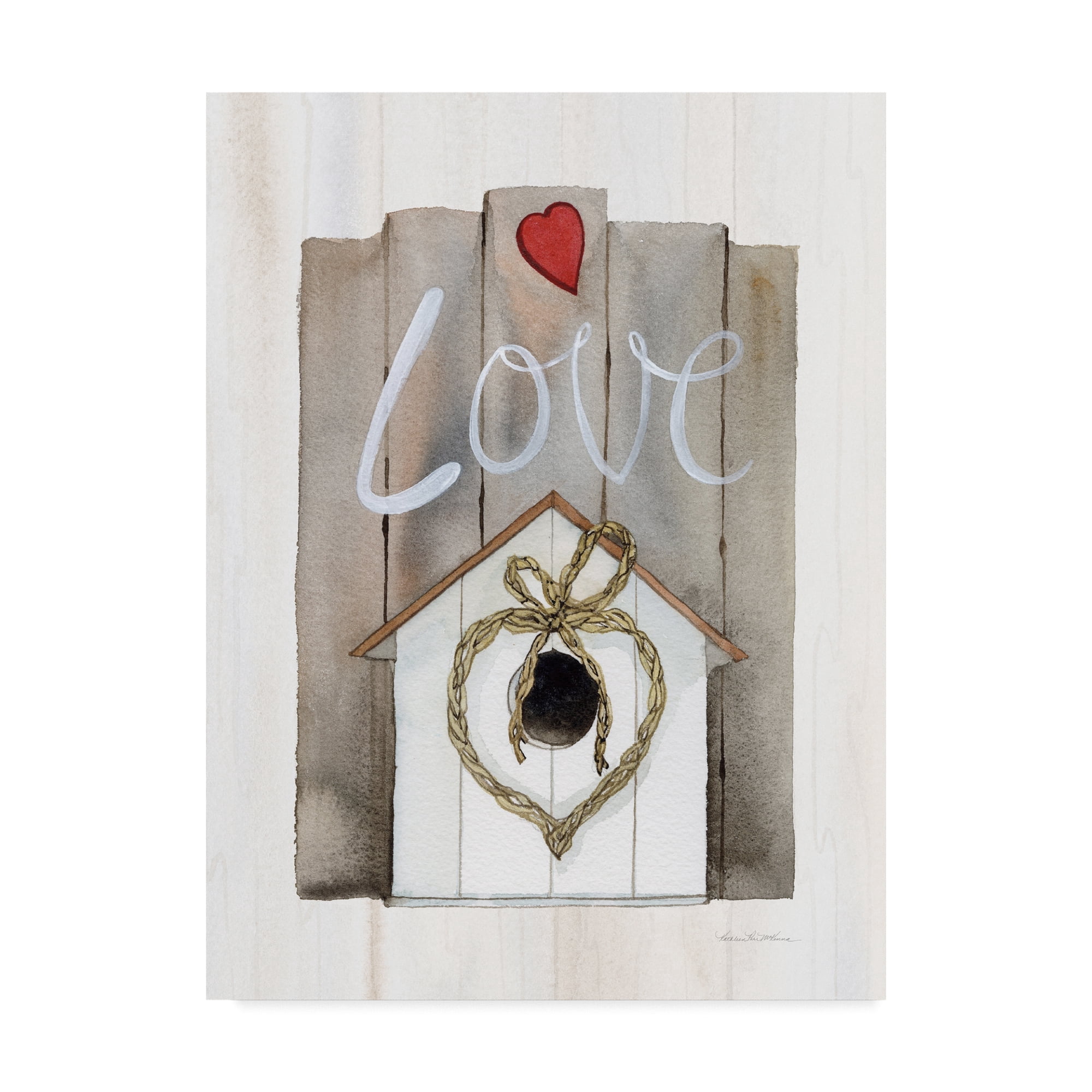 Trademark Fine Art 'Rustic Valentine Birdhouse' Canvas Art by Kathleen Parr McKenna