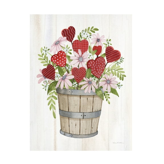 Trademark Fine Art 'Rustic Valentine Bushel Basket' Canvas Art by Kathleen Parr McKenna
