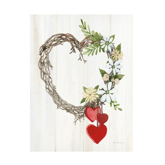 Trademark Fine Art 'Rustic Valentine Heart Wreath II' Canvas Art by Kathleen Parr McKenna