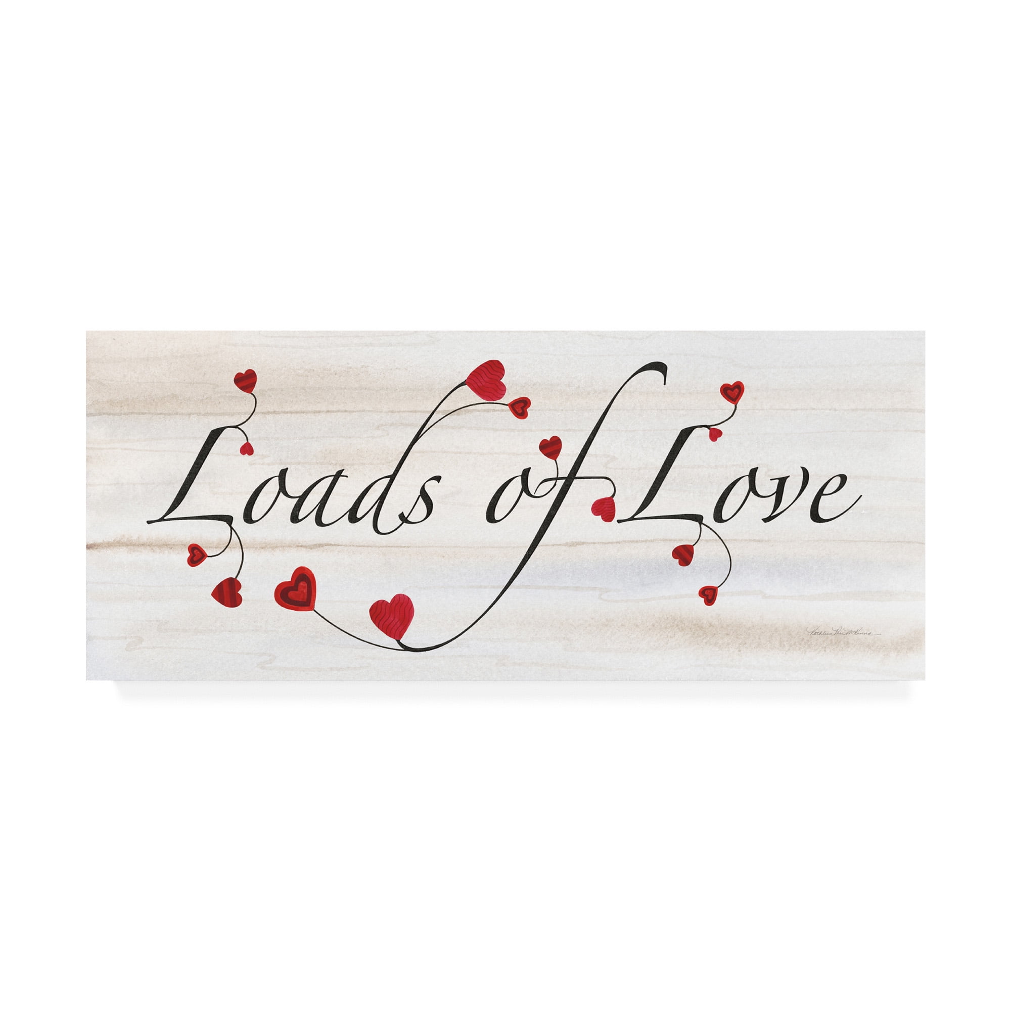 Loads of Love Red Hearts Typography Canvas Art with Wood Frame