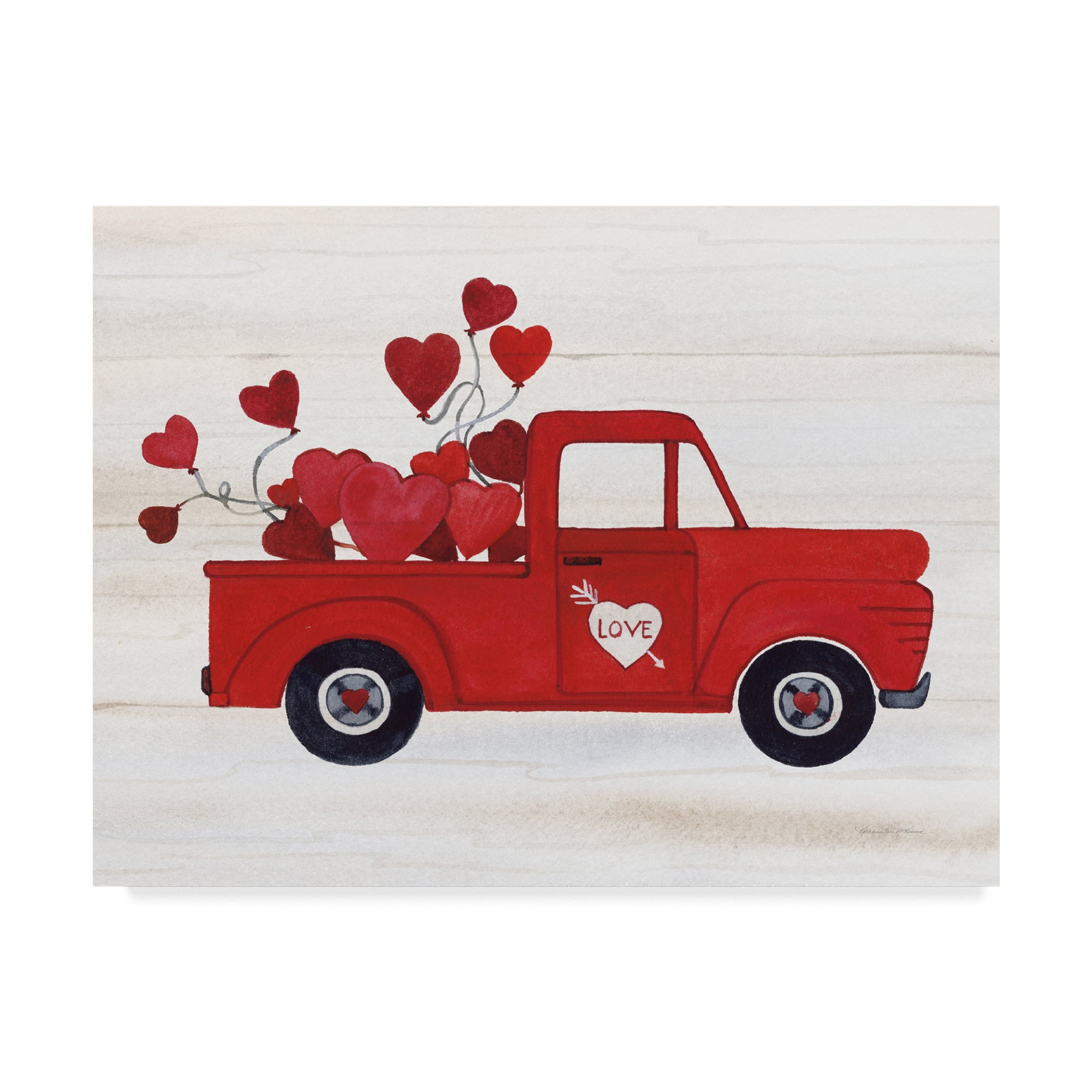 Trademark Fine Art 'Rustic Valentine Truck' Canvas Art by Kathleen Parr McKenna