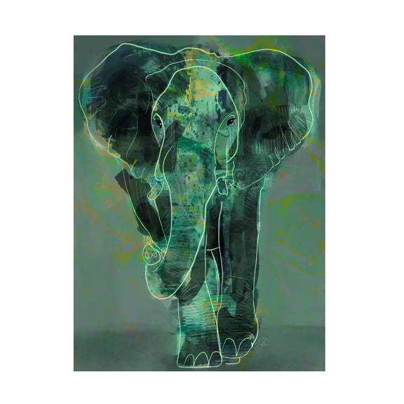 Trademark Fine Art Ruth Day Teal Elephant Canvas Wall Art