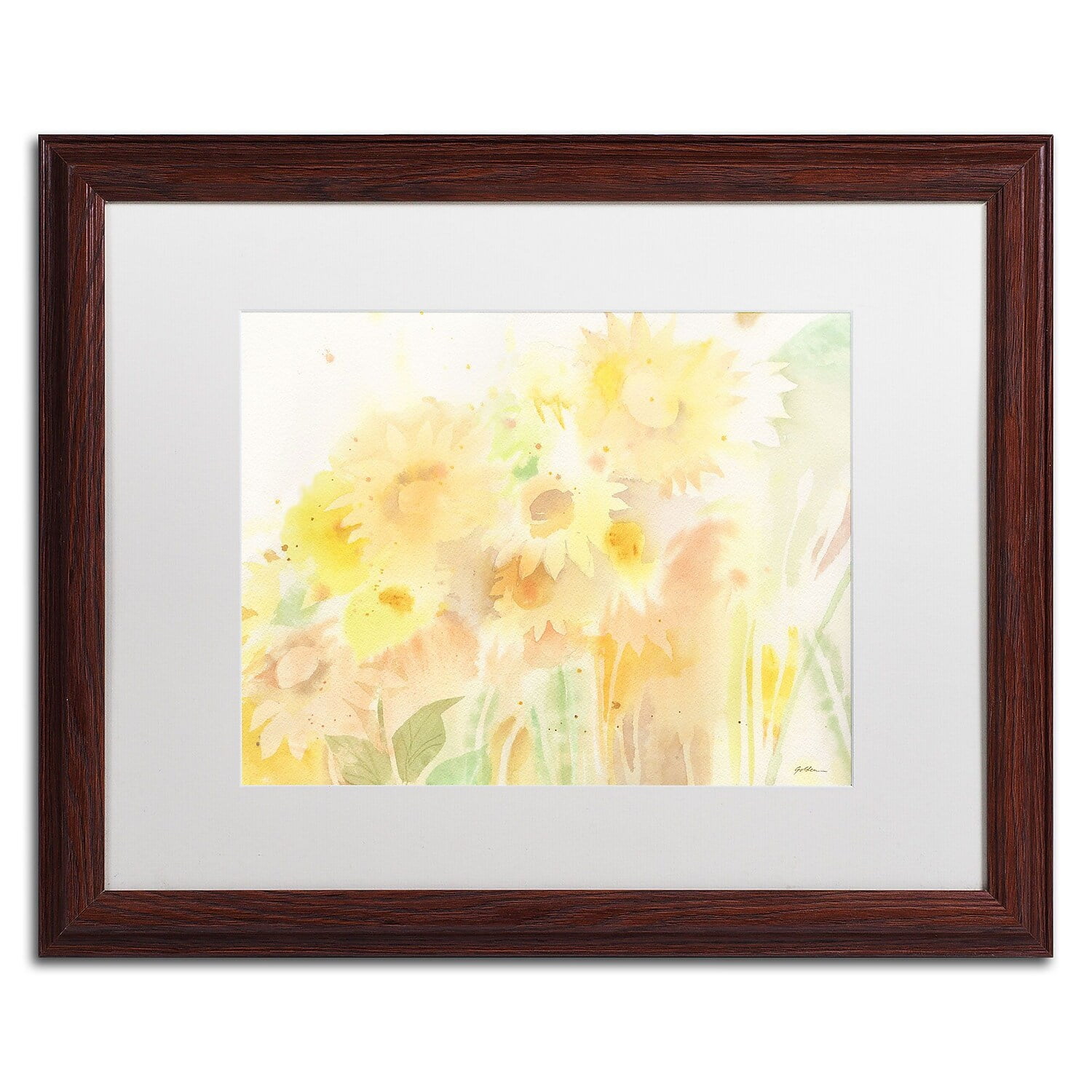 Trademark Fine Art SG5713-W1620MF "Amid Sunflowers" by Sheila Golden 16" x 20" Framed Art WHT MTD