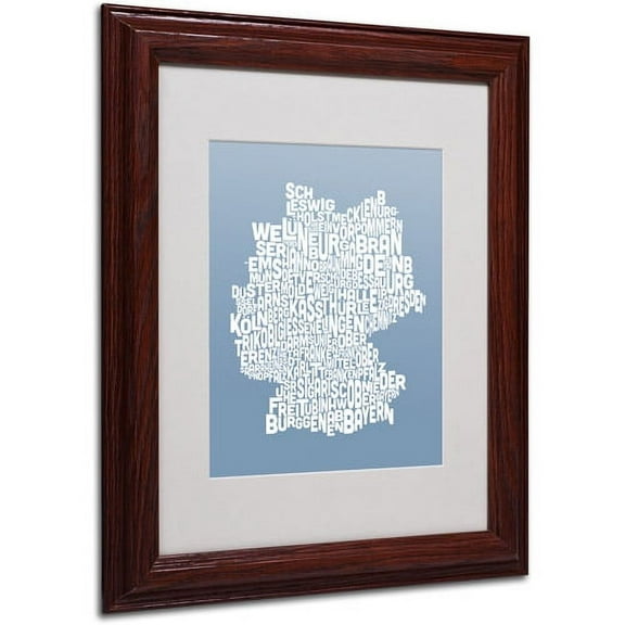 Trademark Fine Art "STEEL-Germany Regions Map" Matted Framed by Michael Tompsett