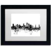 Trademark Fine Art 'Sacramento CA Skyline B&W' Canvas Art by Michael Tompsett White Matte, Black Frame