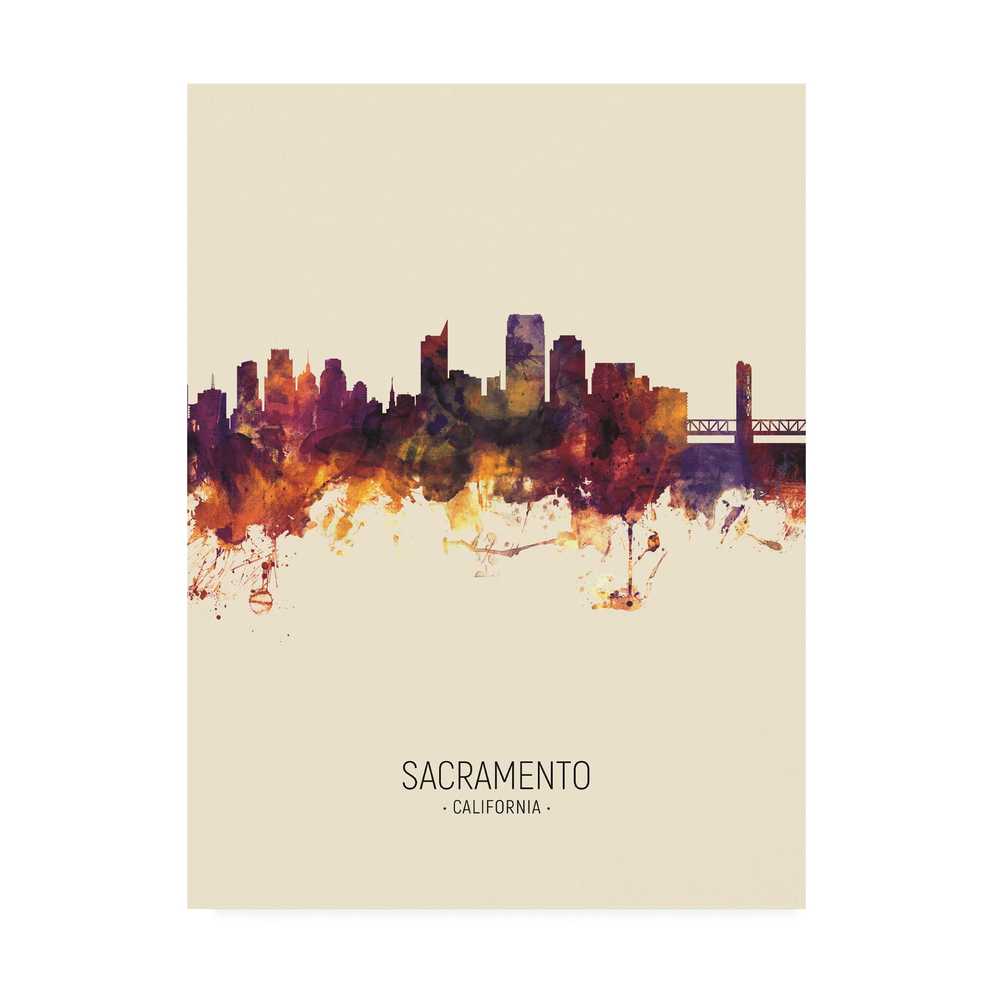Trademark Fine Art 'Sacramento California Skyline Portrait III' Canvas Art by Michael Tompsett