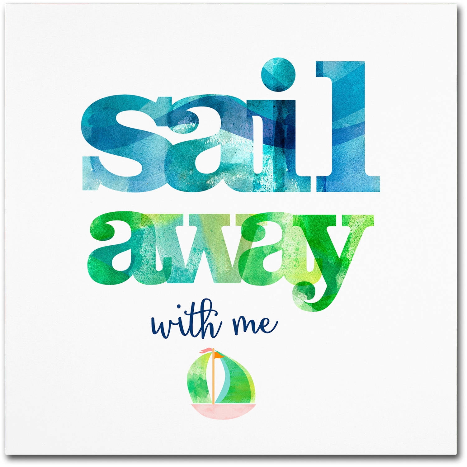Sail Away with Me 14" x 14" Canvas Art in Blue and Green