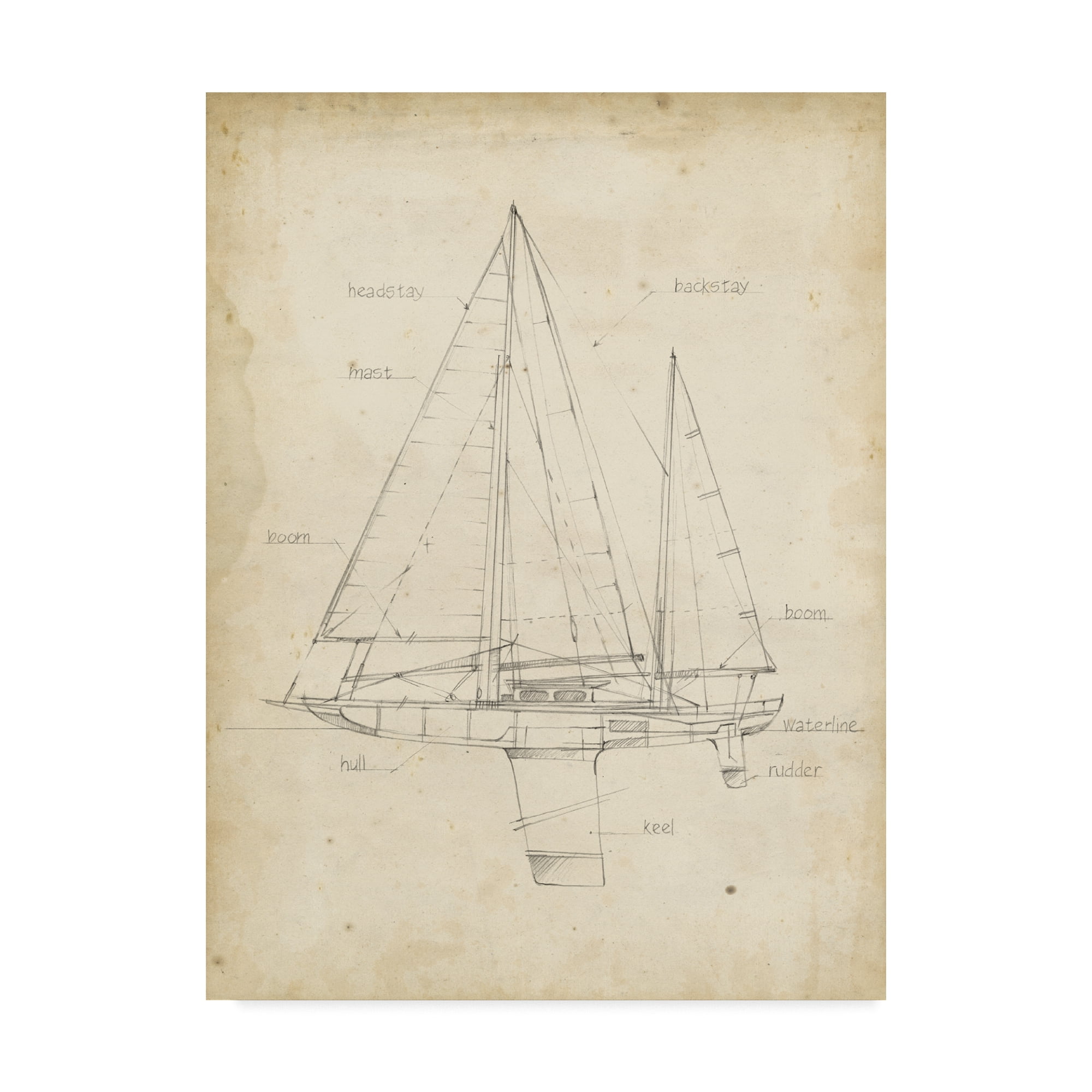 Trademark Fine Art 'Sailboat Blueprint IV' Canvas Art by Ethan Harper
