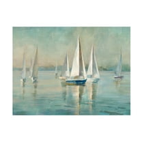Trademark Fine Art Danhui Nai Sailboats At Sunrise Canvas Wall Art - 24x32