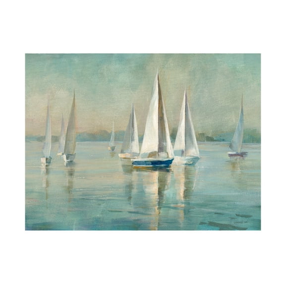 Trademark Fine Art 'Sailboats at Sunrise' Canvas Art by Danhui Nai