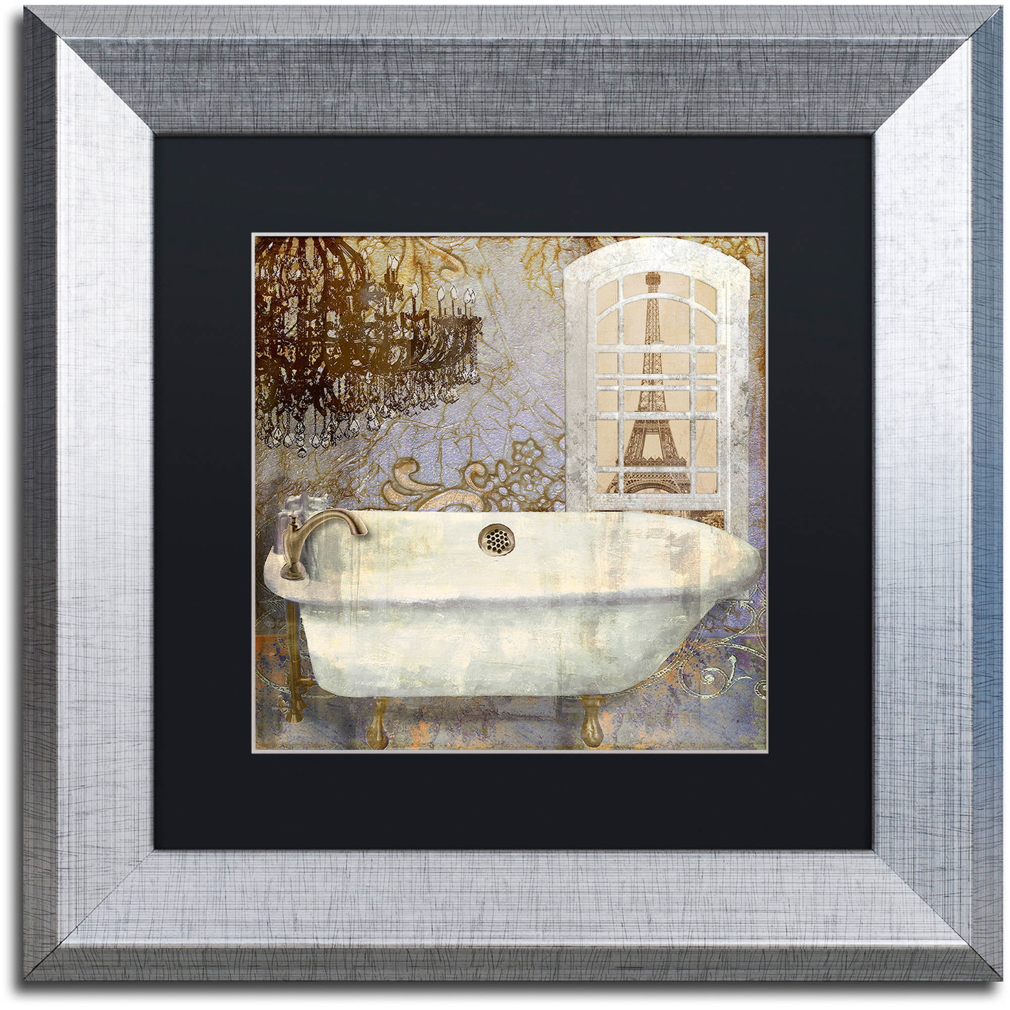 Trademark Fine Art "Salle de Bain I" Canvas Art by Color Bakery Black Matte, Silver Frame
