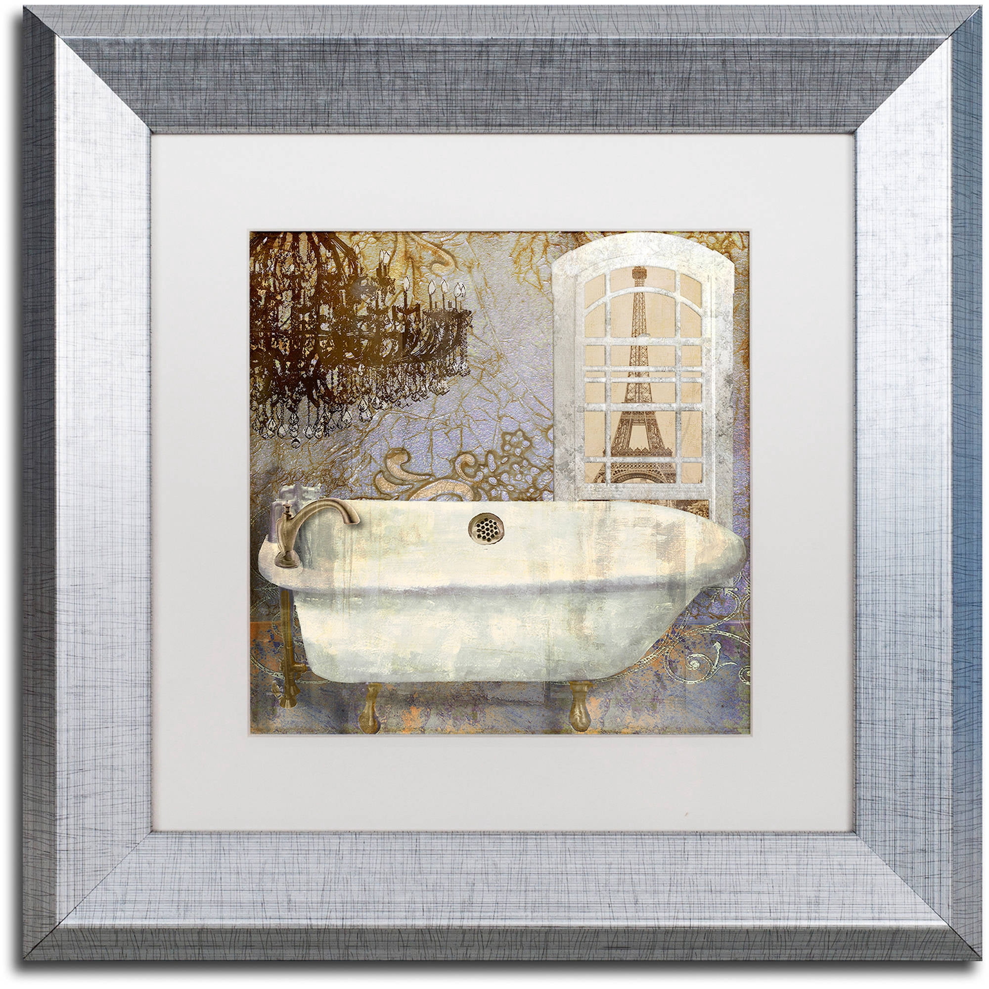 Trademark Fine Art "Salle de Bain I" Canvas Art by Color Bakery White Matte, Silver Frame