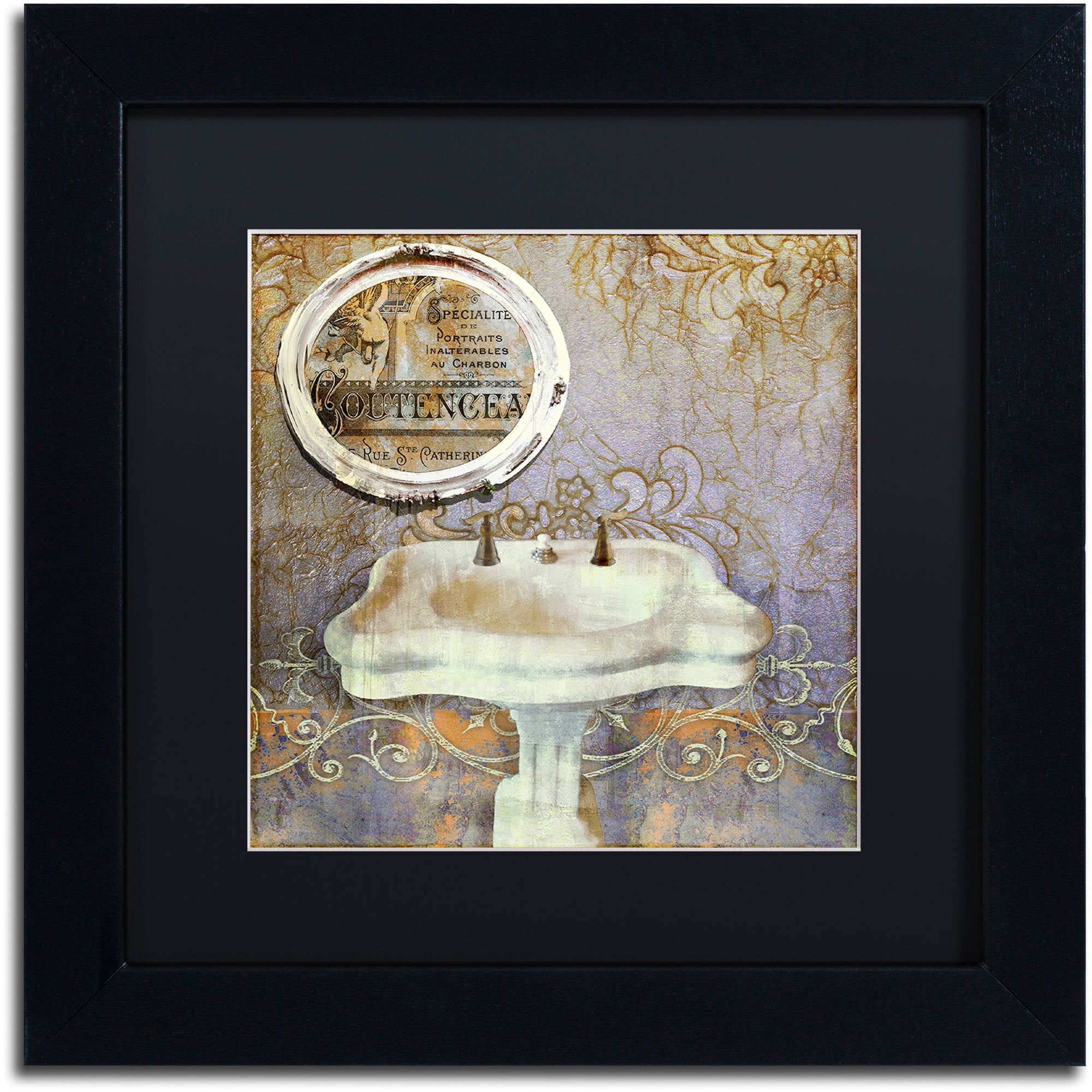 Trademark Fine Art "Salle de Bain II" Canvas Art by Color Bakery Black Matte, Black Frame