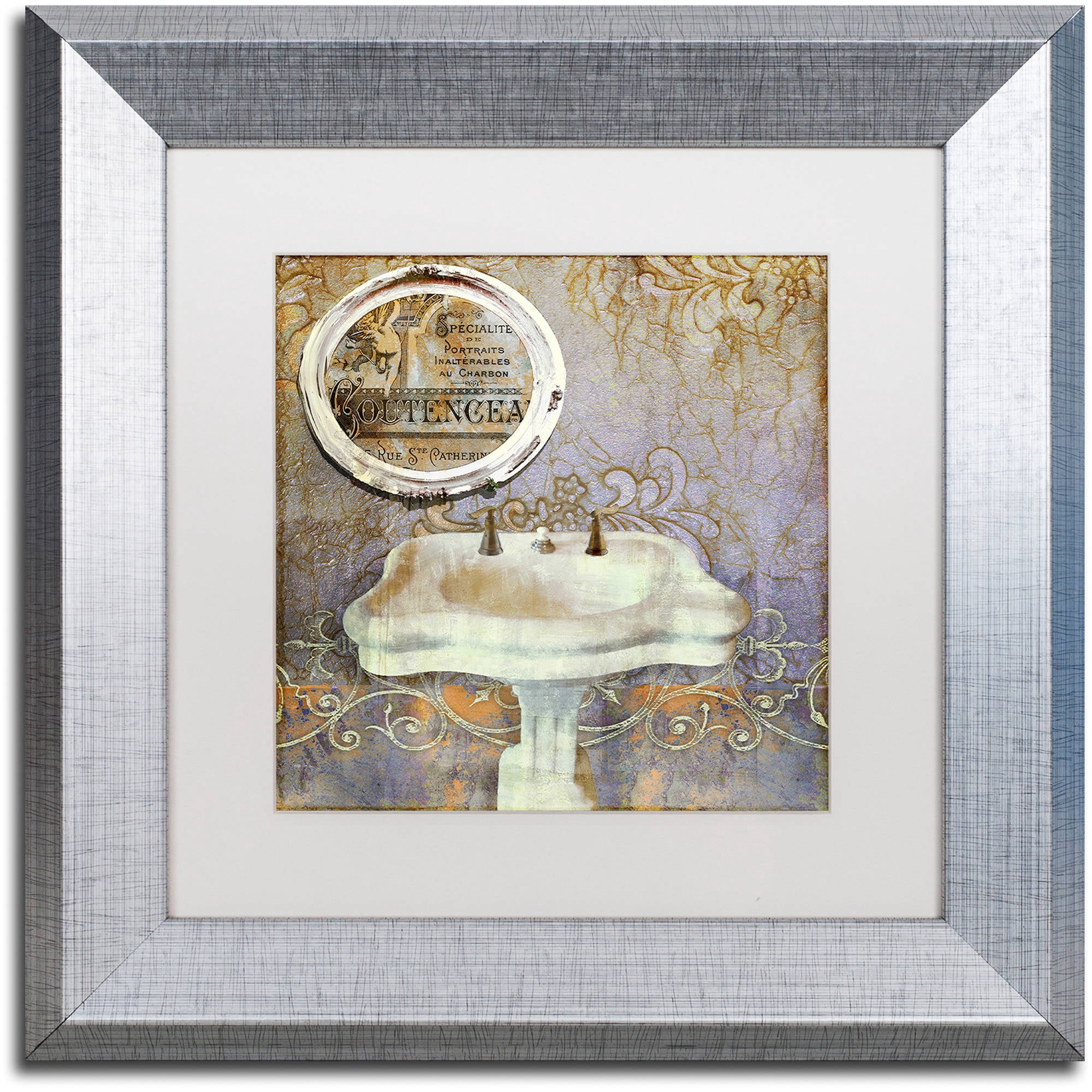 Trademark Fine Art "Salle de Bain II" Canvas Art by Color Bakery White Matte, Silver Frame
