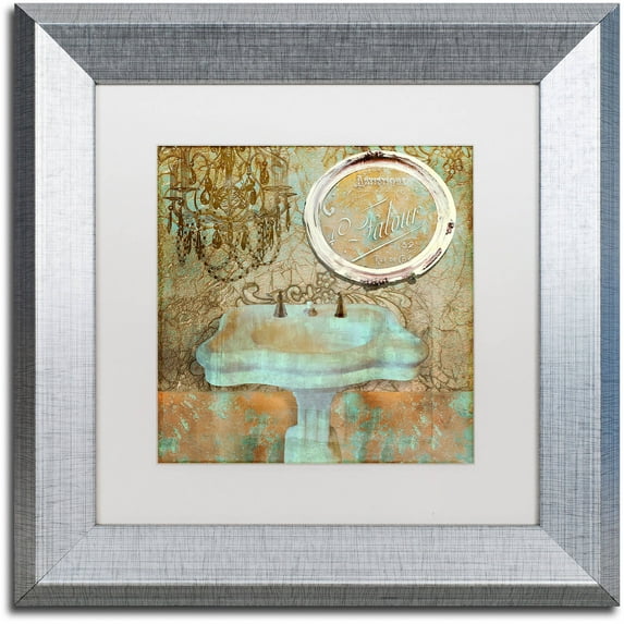 Trademark Fine Art "Salle de Bain III" Canvas Art by Color Bakery White Matte, Silver Frame