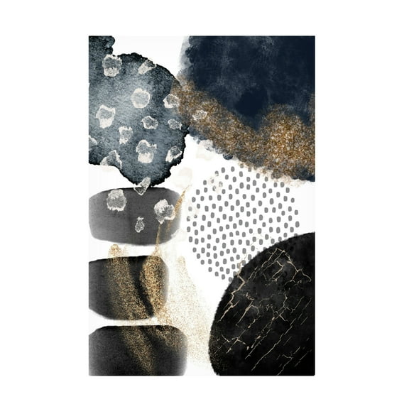 Trademark Fine Art Sally Ann Moss Abstract Black and Gold 2 Canvas Wall Art